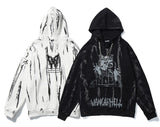 Men Hip Hop Hoodie Sweatshirt Gothic Horror Skull Print Punk Chain Street Hipster Baggy Hooded Pullover Streetwear