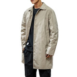 Men's Jackets Spring Single Breasted Medium-Long Trench Coat Male Solid Color Khaki Coat Windbreaker Plus Size 4XL 5XL