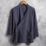 Wiaofellas Men Linen Shirts Long Sleeve Chinese Style Mandarin Collar Traditional Kung Fu Tang Casual Social Shirt Plus Size M-4XL 5XL 6XL