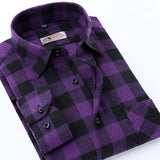 Purple men's printed plaid fashion shirt men casual spring and autumn long sleeves Slim fit shirt cottonComfortable high quality