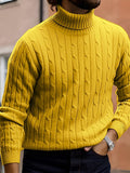 Wiaofellas Men's Sweater Cropped Sweater Pullover Jumper Ribbed Knit Cropped Knitted Plain Turtleneck Fashion Keep Warm Daily Wear Going out Clothing Apparel Fall & Winter Black White S M L