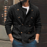Wiaofellas Men's Cardigan Sweater Ribbed Knit Cropped Knitted Queen Anne Warm Ups Modern Contemporary Daily Wear Going out Clothing Apparel Spring &  Fall Black Green M L XL