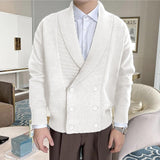 Wiaofellas Men's Cardigan Sweater Ribbed Knit Regular Knitted Plain V Neck Warm Ups Modern Contemporary Daily Wear Going out Clothing Apparel Fall & Winter Black White M L XL