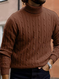 Wiaofellas Men's Sweater Cropped Sweater Pullover Jumper Ribbed Knit Cropped Knitted Plain Turtleneck Fashion Keep Warm Daily Wear Going out Clothing Apparel Fall & Winter Black White S M L
