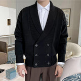 Wiaofellas Men's Cardigan Sweater Ribbed Knit Regular Knitted Plain V Neck Warm Ups Modern Contemporary Daily Wear Going out Clothing Apparel Fall & Winter Black White M L XL