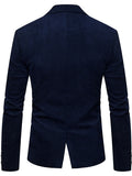 Wiaofellas Men's Corduroy Jacket Blazer Business Vacation Durable Casual / Daily Pocket Winter Spring &  Fall Solid / Plain Color Warm Ups Comfort Straight Collar Regular Burgundy Dark Navy khaki Jacket