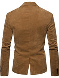 Wiaofellas Men's Corduroy Jacket Blazer Business Vacation Durable Casual / Daily Pocket Winter Spring &  Fall Solid / Plain Color Warm Ups Comfort Straight Collar Regular Burgundy Dark Navy khaki Jacket