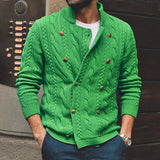 Wiaofellas Men's Cardigan Sweater Ribbed Knit Cropped Knitted Queen Anne Warm Ups Modern Contemporary Daily Wear Going out Clothing Apparel Spring &  Fall Black Green M L XL